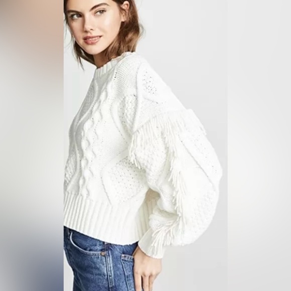 Line & Dot Jasper Fringe Sweater
Cable Knit Cropped Heavy Ivory Western BOHO - Picture 6 of 8